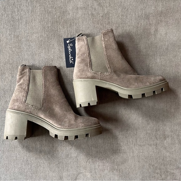 NWT Splendid Melisa Block Heel Suede Chelsea Boots Olive 8 - Picture 2 of 8